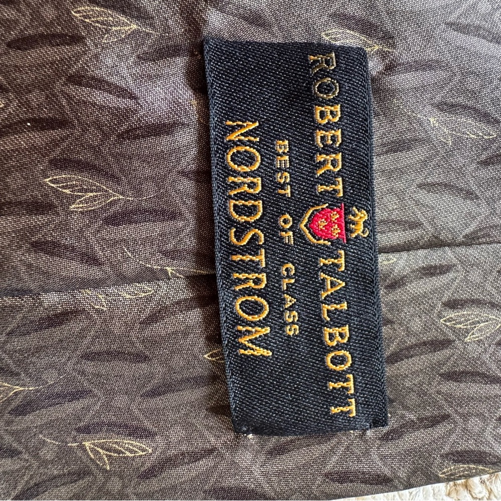 Robert Talbott Brown Tan Subtle Leaf Pattern Clas… - image 4